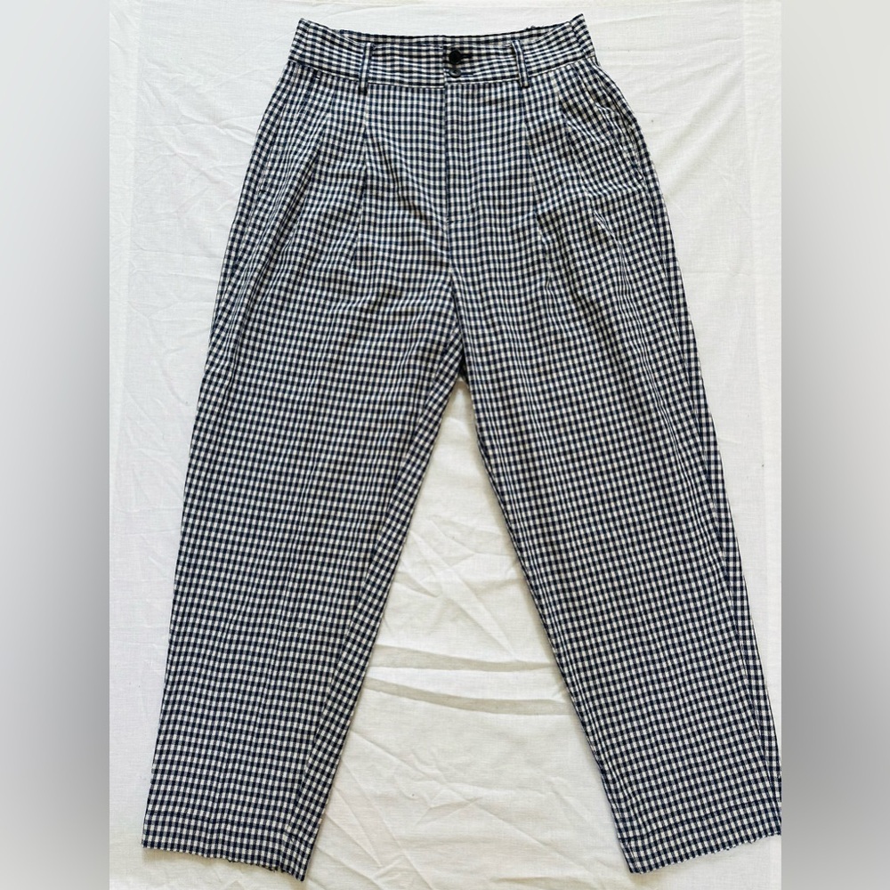 Madewell Navy and White Straight Leg Trousers